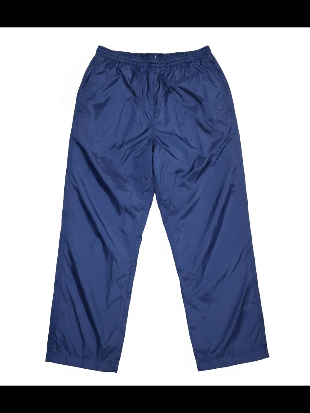 Vintage Y2K Adidas   Navy Blue Nylon Track Pants with Mesh Lining & Ankle Zipper